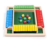 CHUANFU Jeu de Dés en Bois, Shut The Box 4 Joueurs avec 8 Dés, Classique Jeux de Société en Bois pour Adultes et Enfants, Jeux de Table Mathématiques pour Salle de Classe Maison Fête (Multicolore)