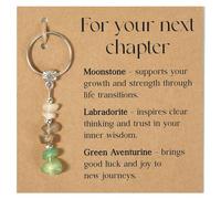 CHUANFU Porte Clef en Cristal, Guérir Anneau Porte Clé Femme, Pendentif de Sac, Naturelle Porte-Clés Pierre, pour les Femme Filles Sac Portefeuille de Voiture (B)