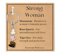 CHUANFU Porte Clef en Cristal, Guérir Anneau Porte Clé Femme, Pendentif de Sac, Naturelle Porte-Clés Pierre, pour les Femme Filles Sac Portefeuille de Voiture (E)