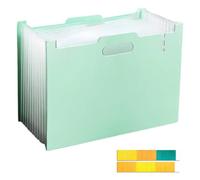 CHUANFU Trieur 13 Compartiments A4, PP Rangement Papier Administratif avec Onglets Colorés, Organiseur de Dossiers Accordéon, Étanche Pochettes et Trieurs à Soufflets pour Bureau Ecole Maison, Vert