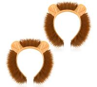 Chuangdi 2 Pièces Serre-Têtes d'Animaux Bandeaux de Maquillage pour Oreilles Accessoires de Costumes d'Animaux pour Adultes Bandeau de Cosplay d'Animaux du Zoo Fête(Lion)