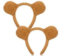 Chuangdi 2 Pièces Serre-Têtes d'Animaux Bandeaux de Maquillage pour Oreilles Accessoires de Costumes d'Animaux pour Adultes Bandeau de Cosplay d'Animaux du Zoo Fête(Ours Brun)