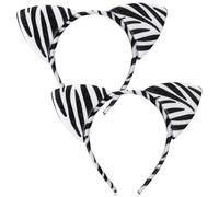 Chuangdi 2 Pièces Serre-Têtes d'Animaux Bandeaux de Maquillage pour Oreilles Accessoires de Costumes d'Animaux pour Adultes Bandeau de Cosplay d'Animaux du Zoo Fête(Zèbre)