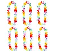 Chuangdi 6 Pièces Collier de Fleurs Hawaienne Guirlande Décorations de Fête Tropical Hawaiian Luau Hula Aloha Collier Fleur pour Anniversaire Tropical, Fête Carnaval, Pool Party, Mariage de Plage