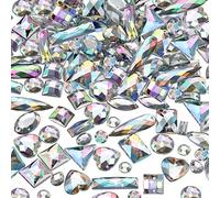 Chuangdi Lot de 500 strass à coudre en acrylique de formes mixtes avec 2 trous pour loisirs créatifs, vêtements, chaussures, costumes, couture, perles décoratives (Crystal AB)