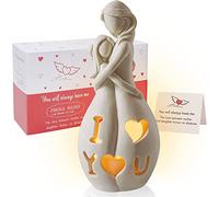 CHUANGLI Statue porte-bougie mère et fille avec bougie LED vacillante, cadeau pour la fête des mères, cadeau de la part de sa fille, fils, cadeau d'anniversaire pour maman, cadeau de mère de la mariée