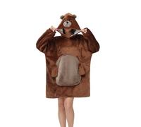chuangminghangqi Couverture douillette à enfiler avec manches et capuche - Pour l'hiver - Confortable et chaude - Unisexe - Animaux surdimensionnés - Pull à capuche géant amusant, Ours marron., M