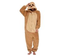 chuangminghangqi Pyjama Femme Long Hiver Une Pièce Costume Animal Costume Adulte Jumpsuit Ladies Cosy Fleece Onesie Suit with Hood and Zip (Sloth-7127, S)