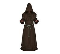 chuangminghangqi Robe de Moine médiévale Halloween Robe de Moine prêtre de Costume sorcière Servant Costume chrétien (Marron, S)