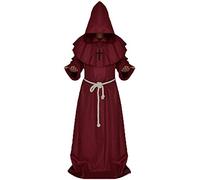 chuangminghangqi Robe de Moine médiévale Halloween Robe de Moine prêtre de Costume sorcière Servant Costume chrétien (Rouge, M)