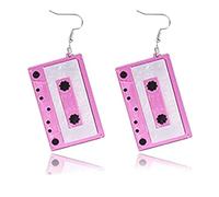 CHUANGOU 1 Paire Années 80 Boucles d'oreilles Pendantes à Cassette Boucles d'oreilles Bande Accessoires Femme