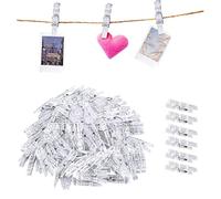 CHUANGOU 100 Pièces Mini Plastique Transparent Clips,Pince à Linge Plastique,pour Photos Plastique Transparent Utilitaire Papier Photo Clips.