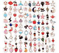 CHUANGOU 100 Pièces Pendentif DIY Collier Bracelet，Pendentif Breloques，pour Création de Collier Bracelet.(Couleur)