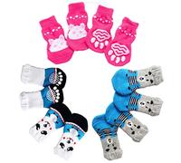 CHUANGOU 12 Pièces Chaussette Chien，Chaussette pour Chat Protecteur，avec Patins en Caoutchouc, Convient pour Les Petits ou Gros Chiens et Chats.（M）