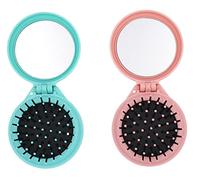 CHUANGOU 2 PCS Brosses à Cheveux de Miroir de Voyage，Brosse à Cheveux avec Miroir，pour Travail et Les Voyages Maquillage Filles Quotidiennes.