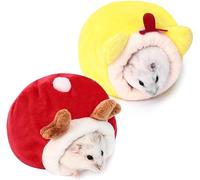 CHUANGOU 2 pcs Lit de Hamster Peluche，Maison Hamster，pour Hamster Cobaye Hérisson Écureuil Hérisson.（Jaune et Rouge）