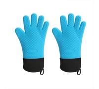 CHUANGOU 2 pcs Silicone Gants de Cuisine，Gants de Cuisine antidérapants，pour BBQ Grillage Pâtisserie Four de Cuisson.（Bleu）
