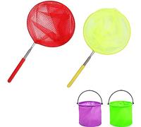 CHUANGOU 2 Pièces Enfants Filet de Peche，avec 2 Pièces Seau Pliant Fishing，pour Attraper des Insectes, Jeux De PêChe,Etc Filets.