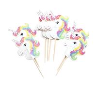 CHUANGOU 24 Pièces Drapeau de gâteau de Licorne Mignon Gâteau Décoration pour Fête de Baby Shower, Fête d'anniversaire