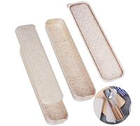 CHUANGOU 2PCS Boite a Couvert boîte de rangement portable pour couverts, Étui à couverts pour transporter une cuillère, un couteau, une fourchette,baguettes, Facile à nettoyer, Beige