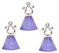CHUANGOU 3 Sets Ensemble de Jupe Hawaïenne，Jupe Hawaii Collier，pour La Fête Dété, Décorations de Fête Hawaïennes.(Violette