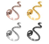 CHUANGOU 4pcs Bague Serpent, Vintage Snake Ring Set Animal Finger Joint Stackable Rings Knuckle Rings