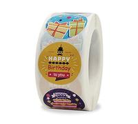 CHUANGOU 500pcs Joyeux Anniversaire Stickers Cadeau Étiquette Autocollant Adhésif Étiquettes pour Bébé Douche Et Fête Décorative