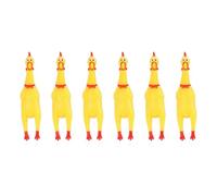 CHUANGOU 6 Pièces Jouet De Poulet Hurlant Jouets À Mâcher Jouets De Décompression Vinyle Jaune Poulet Grinçant Farce Jouets