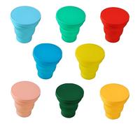 CHUANGOU 8 Pièces Tasses en Silicone Pliantes，Tasses Pliables en Silicone，pour Camping Voyage Famille,Gain de Place et Protection de l'environnement.