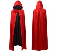 CHUANGOU Cape pour Adulte , Robe réversible Rouge Cape de Vampire , Cape Magique Cape de démon , Noir et Rouge, pour fête d'halloween, 180cm.