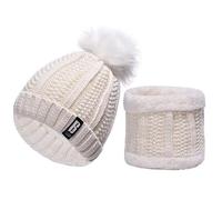 CHUANGOU Chapeau d'hiver pour Femme avec écharpe et Bonnets avec Pompon en Fausse Fourrure