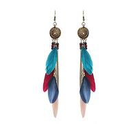 CHUANGOU Exquises Fantaisie Boucles d'oreilles Plumes Boho Boucles d'oreilles