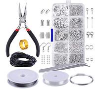 CHUANGOU Kits de Bijoux Fabrication De Bijoux Kit 912 Pièces Résultats Fixés pour Faire des Bracelets Boucles D'oreilles Bricolage à la Main, argent
