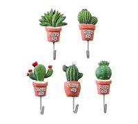 CHUANGOU Lot de 5 crochets muraux autocollants en acier inoxydable pour pot de fleurs Motif cactus