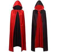 CHUANGOU Noir Rouge Réversible Cape Cape de Vampire Cape à Capuchon pour Fête Costumée pour Fête Halloween
