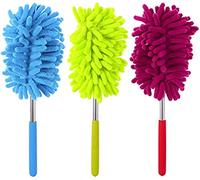 CHUANGOU Plumeau Poussiere Microfibre avec Tige télescopique pour éliminer la poussière et Les Taches sur Les fenêtres et Les Meubles Lot de 3
