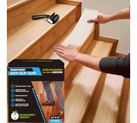 CHUANGSEED 15 Bandes 10cmx61cm,Transparent Ruban adhésif antidérapant escalier,Bandes Antidérapantes pour Bois escaliers et Salle de Bain,Clear Antiderapant Autocollant pour Marche escalier Interieur