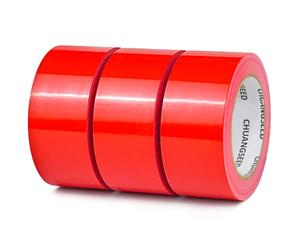 CHUANGSEED Lot de 3 rubans adhésifs en toile resistant Rouge 50 mm x 27,4m, gaffer large rouge,ruban adhésif americain de réparation d'étanchéité,heavy duty duct tape red,fixation