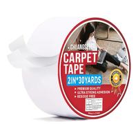 CHUANGSEED Rug Ruban adhésif double face,Tape antidérapant pour tapis,Carpet tape pour Parquet Carreaux de marbre,Blanc,Tapis fixe,Super résistant,5cm x 27.4m