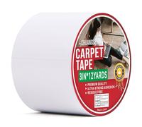 CHUANGSEED Rug Ruban adhésif double face,Tape antidérapant pour tapis,Carpet tape pour Parquet Carreaux de marbre,Blanc,Tapis fixe,Super résistant,7.5cm x 11m