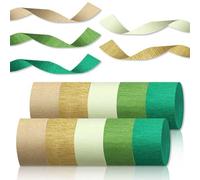 Chuanhylis 10 Rouleaux Papier Crepon, Papier Crépon Vert, Papier Crépon Multicolore en 5 Couleurs pour Décoration de Mariage, Anniversaire, D'Intérieur de Printemps (4.5cm X 25m)