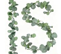 chuanhylis 2 Pièces Guirlande Eucalyptus, 1,8 m Eucalyptus Artificiel Guirlande Fleurs, Vignes Feuilles D'eucalyptus avec Anneau de Suspension pour Décoration de Mariage, Fête, Jardin