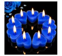 Chuanhylis Non - Fumeur Bougies Chauffe-Plat, Anti - Goutte Cire Bougie Coeur, Bougie Saint Valentin pour Coffret Cadeau Romantique pour Saint-Valentin, Mariage et Décoration Maison（Bleu）