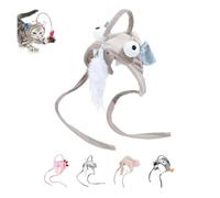CHUANYGU Chapeau réglable pour chat avec plumes - Casque interactif pour chat d'intérieur - Jouer, poursuivre l'exercice amusant (A)