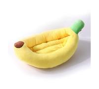 CHUANYGU Lit en forme de bateau banane pour animal de compagnie - En peluche douce et chaude pour chat et chien, respirant, non toxique et confortable pour petits animaux de compagnie (L)