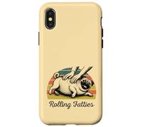 Chubby Pug Rolling Fatties Funny Vintage Coque pour iPhone X/XS