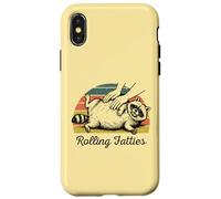 Chubby Raccoon Rolling Fatties, Mignon mais Sauvage, drôle, Vintage Coque pour iPhone X/XS