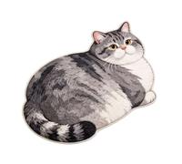Chubby Tabby Cat Shaped Long Rug, Cute Cat Rug for Bedroom, Soft (#03,L) | Plush Sleeping Cat Floor Mat for Bedside, Sofa and Indoor Décor, Home Accent for Cat Lovers and Cat Themed Rooms