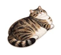 Chubby Tabby Cat Shaped Long Rug, Cute Cat Rug for Bedroom, Soft (#06,M) | Plush Sleeping Cat Floor Mat for Bedside, Sofa and Indoor Décor, Home Accent for Cat Lovers and Cat Themed Rooms