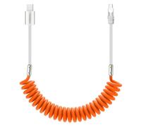 chubbycable Curly Chubby Câble USB C spiralé de 120 W rétractable pour chargeur de voiture, compatible avec iPhone 17-15, orange et gris, USB-A vers Type-C
